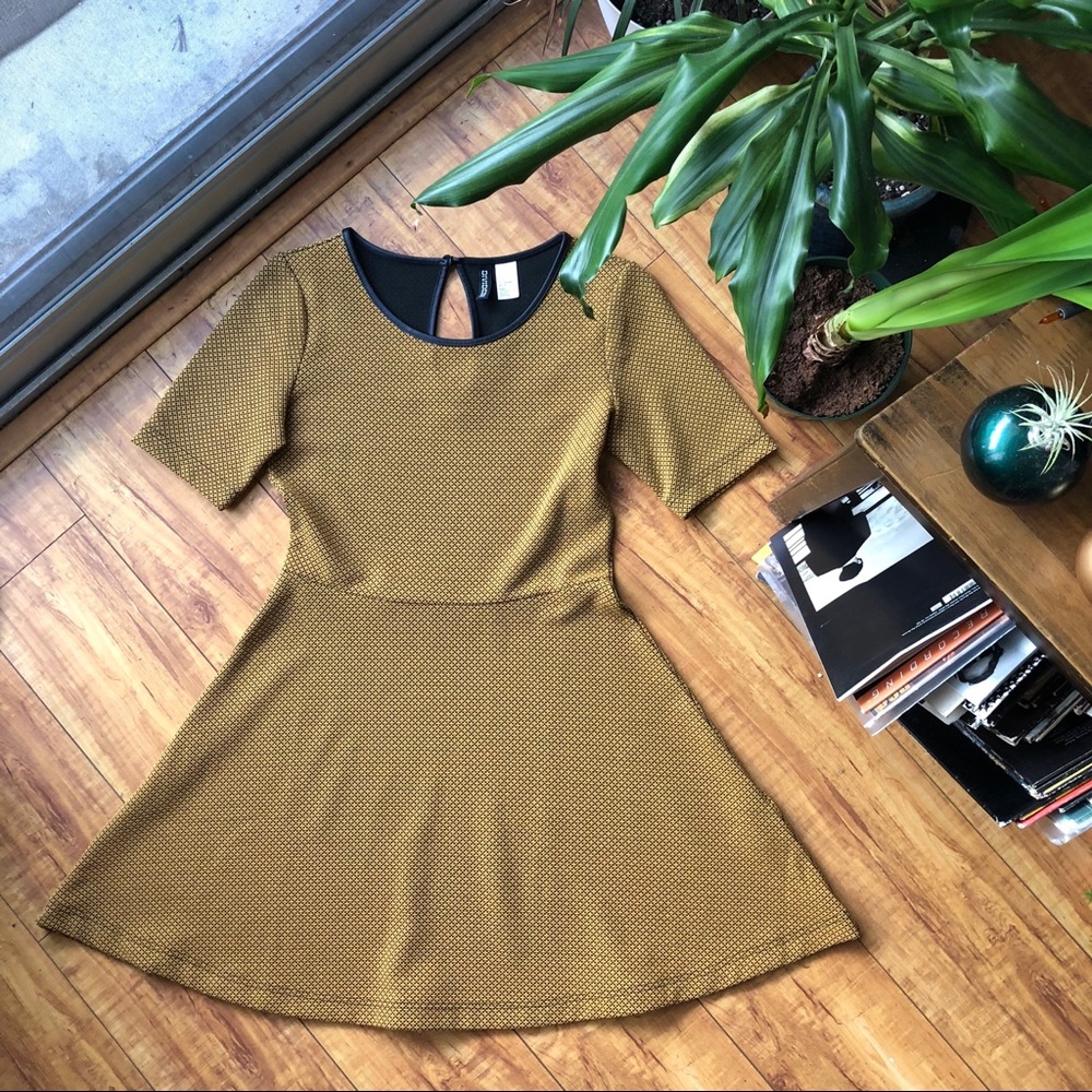 Mustard Yellow Stitched Skater Dress